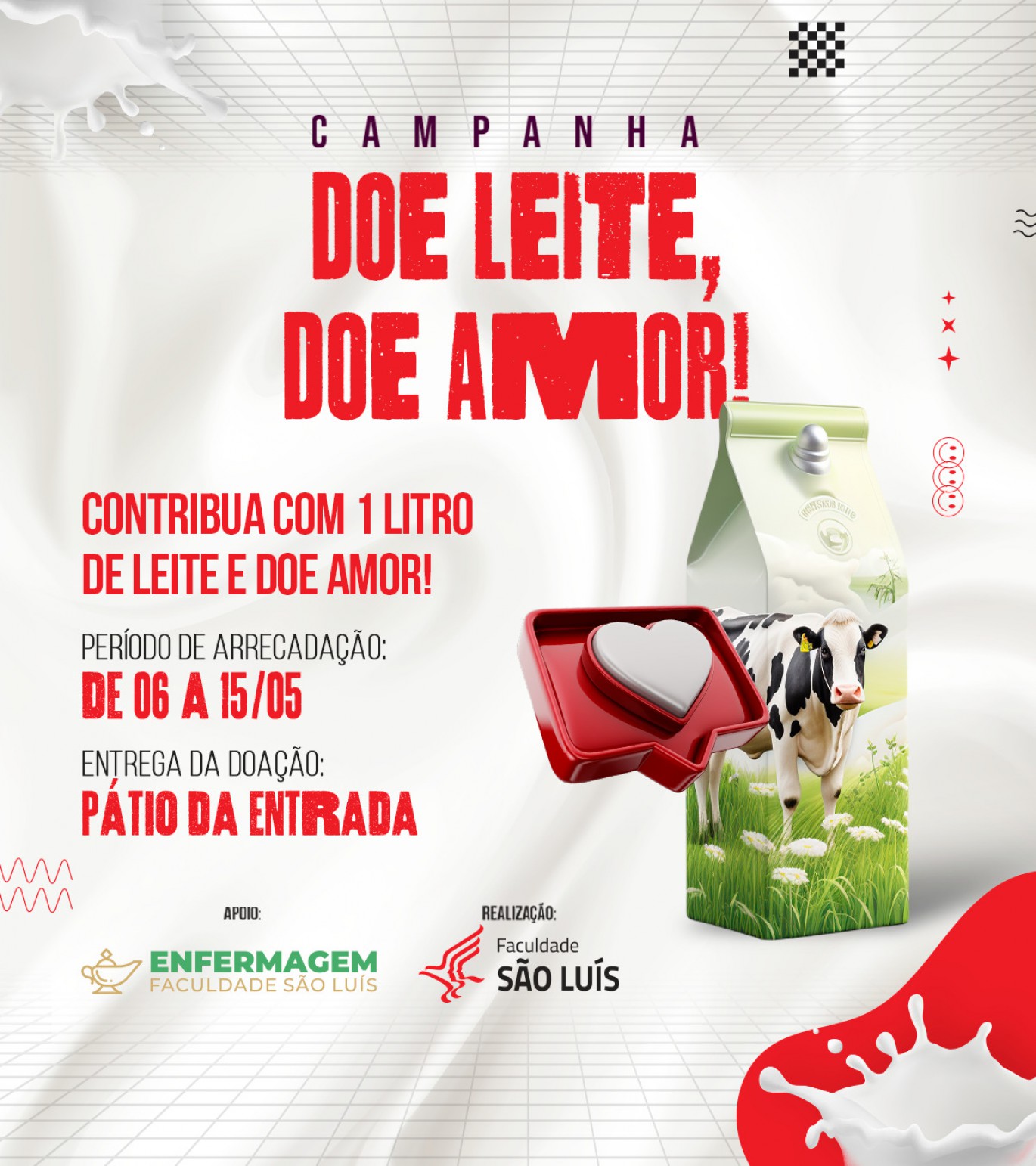 Campanha Doe Leite Doe Amor, arrecadação de leite acontece de 06 a 15/05. Participe!