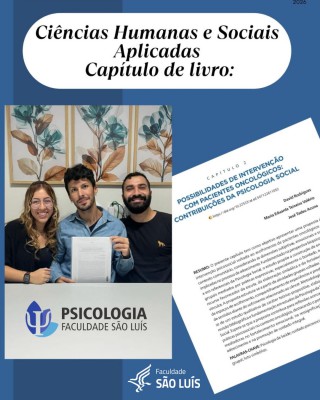 Alunos e professor do curso de Psicologia publicam Capitulo de Livro integrante da obra Ciências Humanas e Sociais Aplicadas.