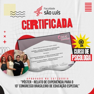 Trabalho do curso de Psicologia, foi aprovado no 10° Congresso Brasileiro de Educação Especial