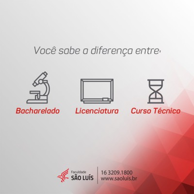 Você sabe a diferença entre Bacharelado, Licenciatura e Curso Técnico?