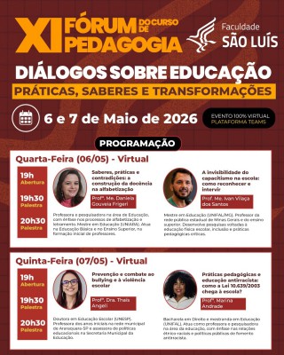 XI FÓRUM DE EDUCAÇÃO - CURSO DE PEDAGOGIA 